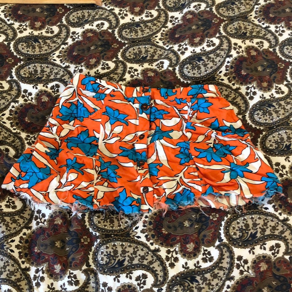 Mini skirt! Floral orange and blue